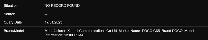 Poco C65 уже на подходе - смартфон замечен в базе данных GSMA IMEI